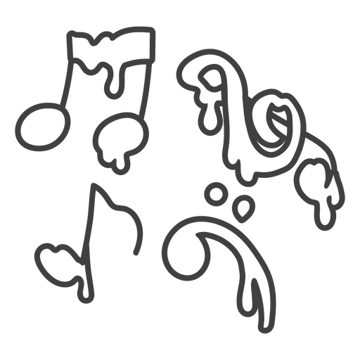 Schwarz-weiße Zeichnung einer Musiknote PNG-Design