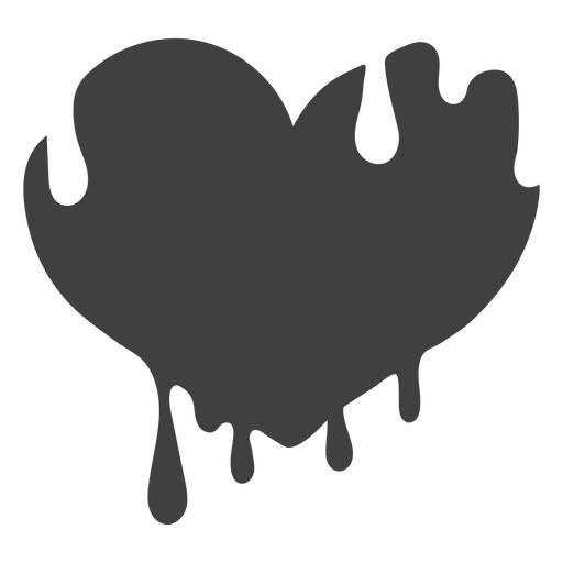 Corazón negro con líquido que gotea. Diseño PNG