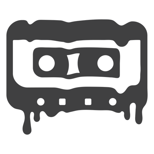 Black and white icon of a cassette with dripping liquid PNG Design