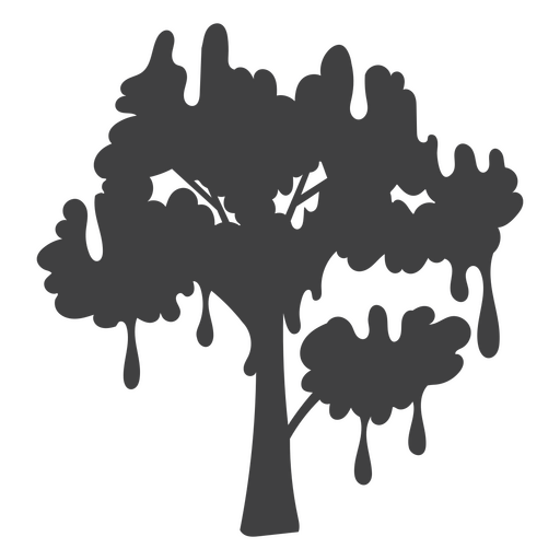 Silhouette of a tree with dripping water PNG Design