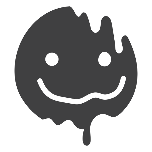 Schwarzes Smiley-Gesicht mit tropfender Glasur PNG-Design