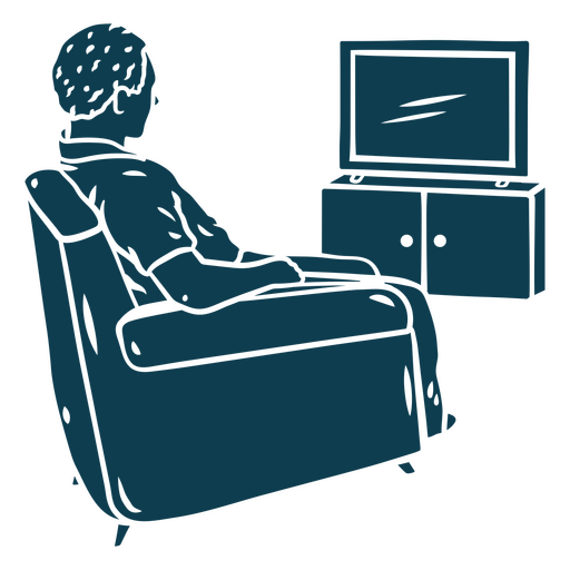 Hombre sentado en un sofá viendo la televisión Diseño PNG