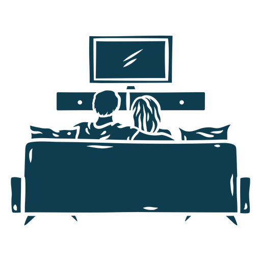Couple watching tv on a couch PNG Design