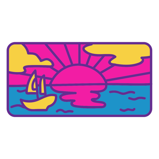 Sticker with a sailboat in the sun PNG Design