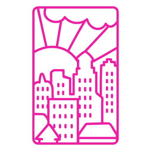 Pink city skyline icon PNG Design