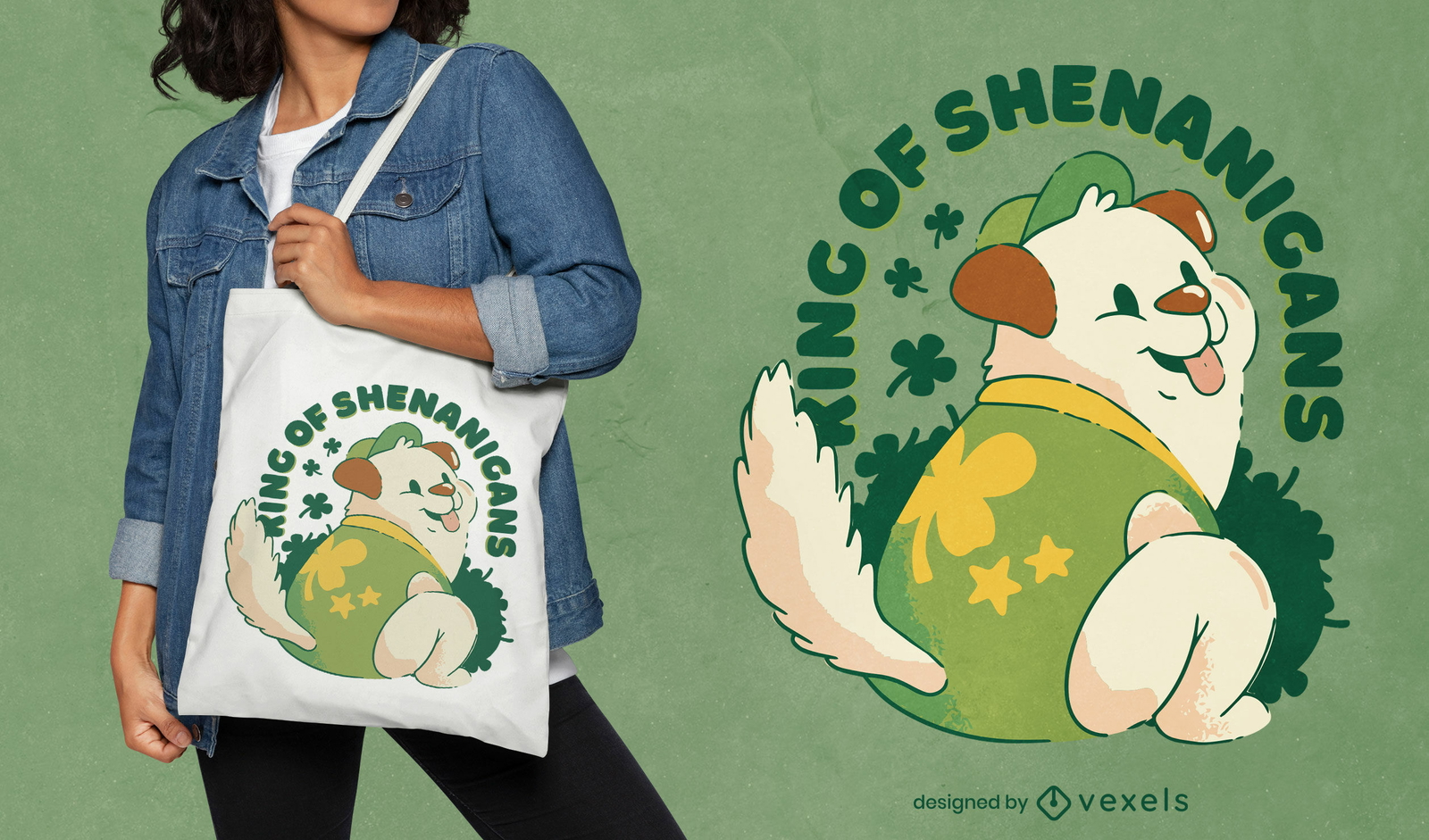 Diseño de bolsa de asas de perro animal st patricks