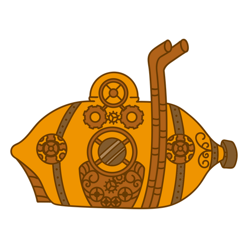 Steampunk orange submarine PNG Design