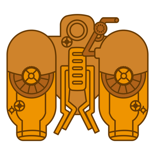 Steampunk gear icon orange PNG Design