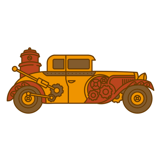 Coche naranja steampunk Diseño PNG