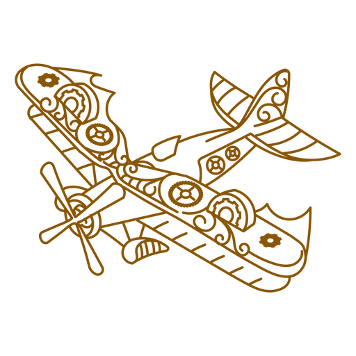 Black and brown drawing of a plane PNG Design