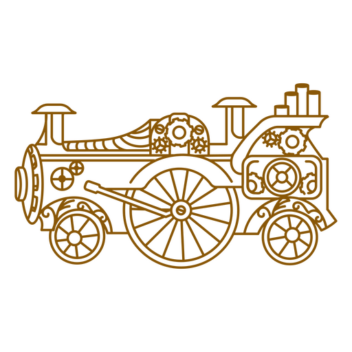 Steam train in brown lines PNG Design