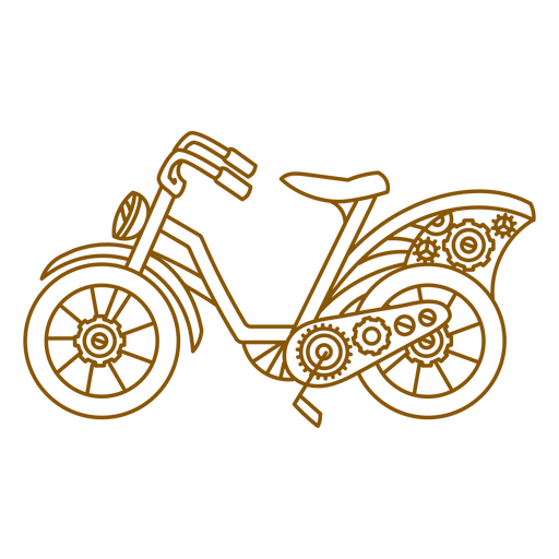 Motocicleta com contorno de engrenagens Desenho PNG