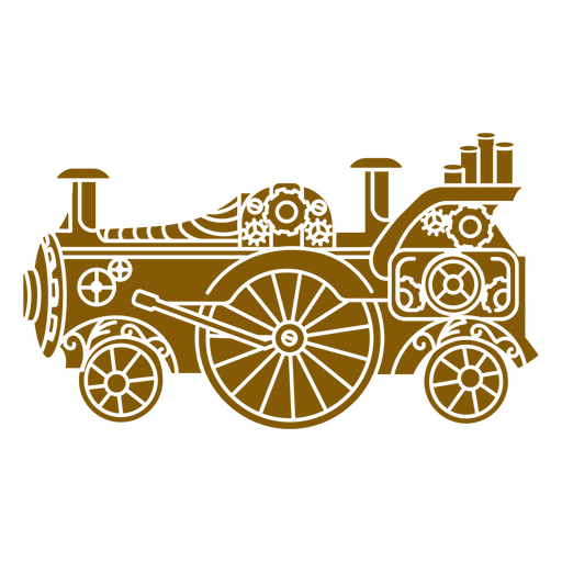 Tren de vapor en marrón. Diseño PNG