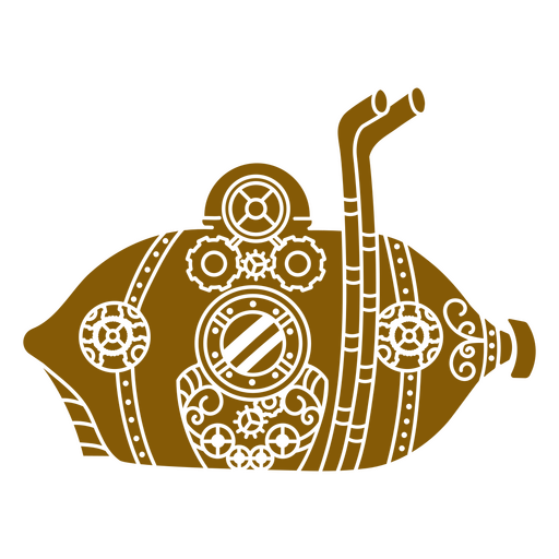 Submarino steampunk en marrón Diseño PNG