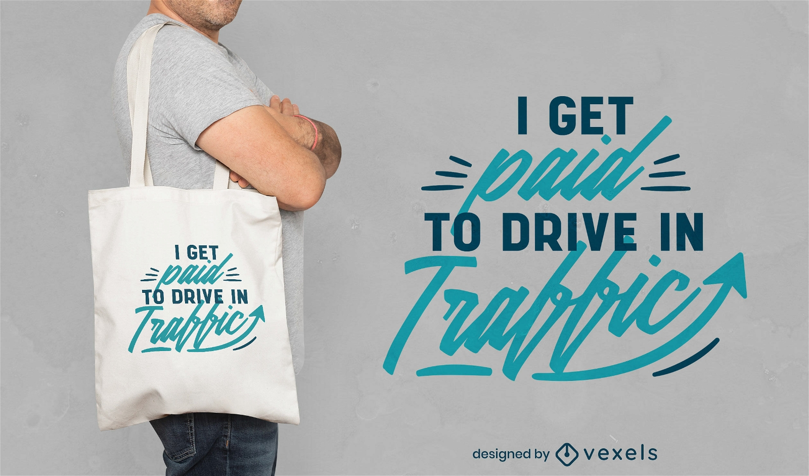 Design de sacola com citações engraçadas de trabalho de marketing