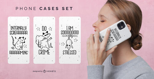 Gekritzel-Opossum-Telefonkasten-Set
