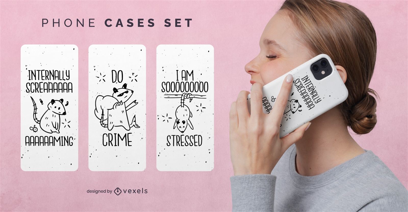 Doodle possum phone case set