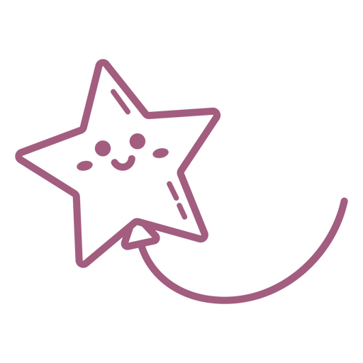 Estrella rosa con una cara sonriente. Diseño PNG