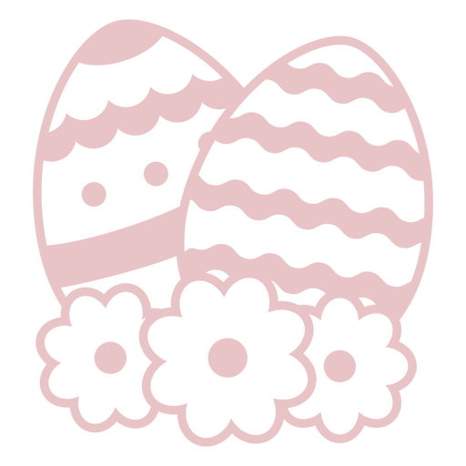 Huevos de pascua blancos y rosas con flores. Diseño PNG