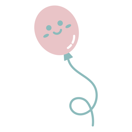 Pink balloon with a kawaii face on it PNG Design