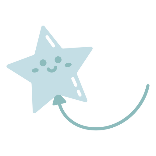 Estrella azul con una cara sonriente. Diseño PNG