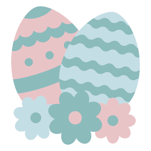 Dos huevos de pascua con flores. Diseño PNG