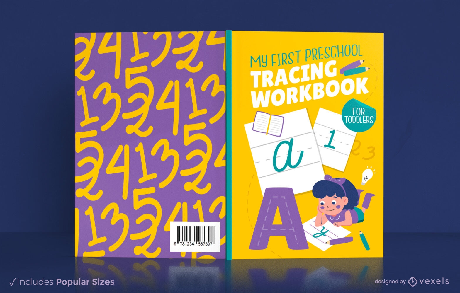Design de capa de livro de pasta de trabalho pré-escolar