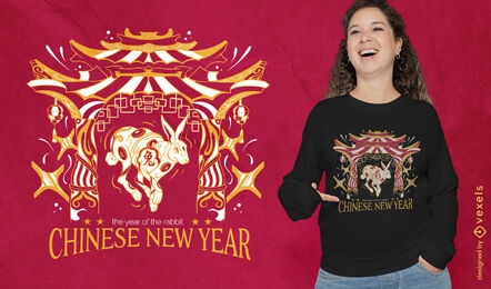Ano novo chinês com design de camiseta de coelho