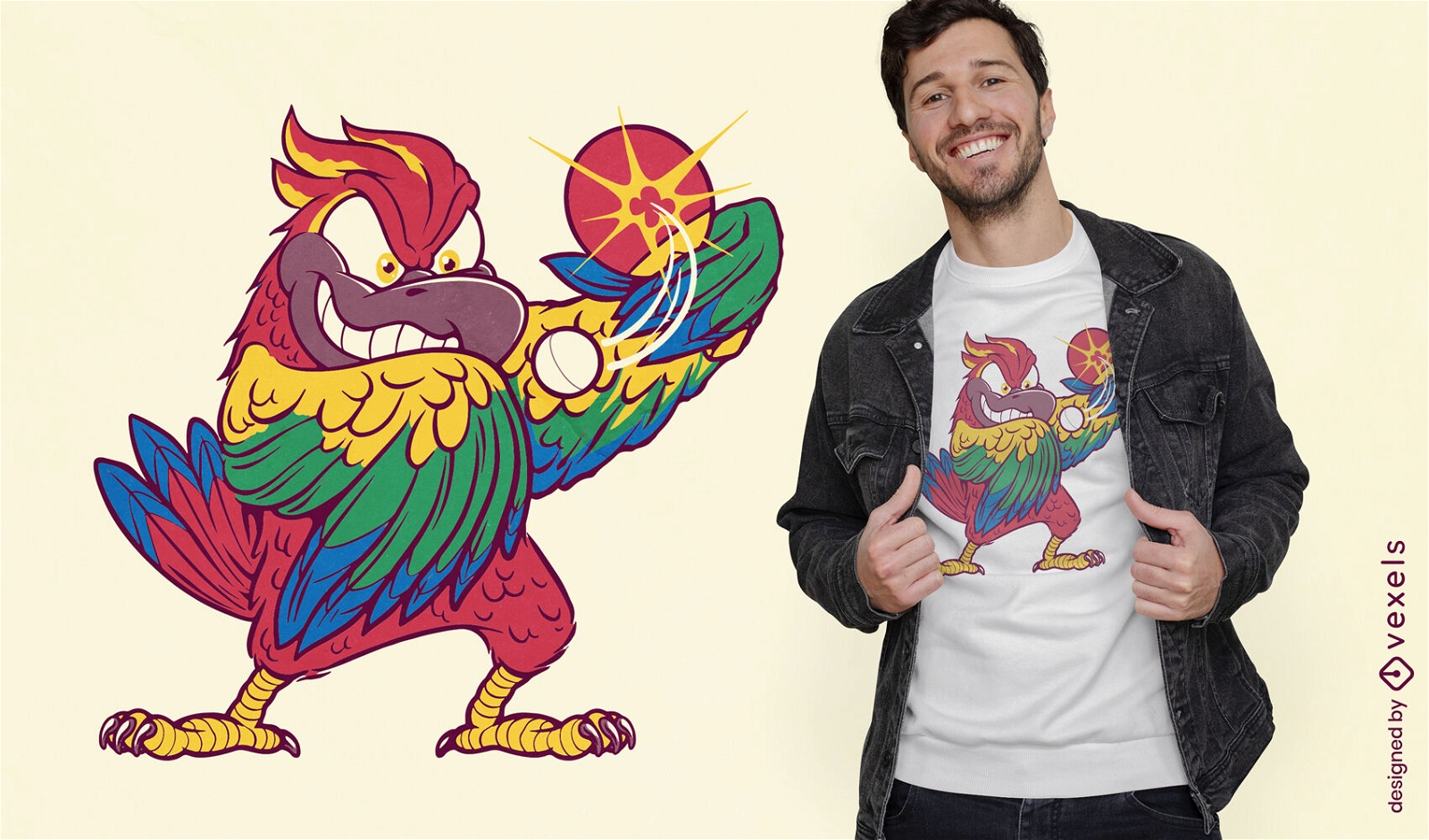 Papagaio jogando design de camiseta de pingue-pongue