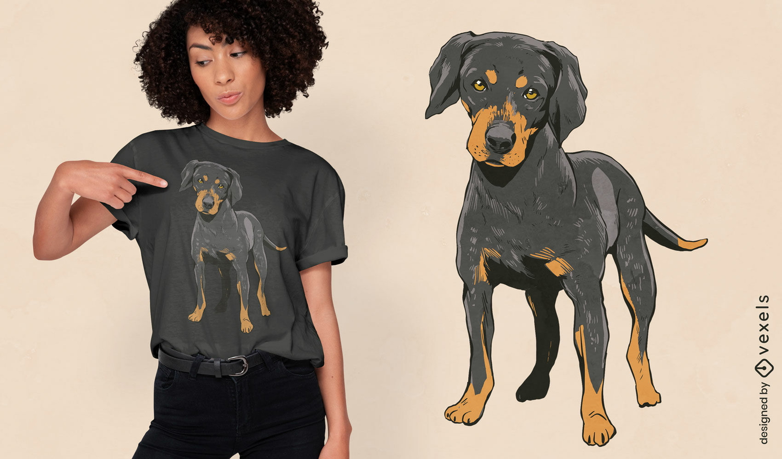 Diseño realista de camiseta de perro coonhound