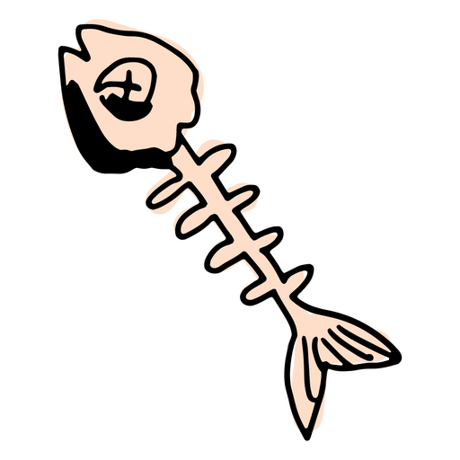 Icono de basura de esqueleto de pez Diseño PNG