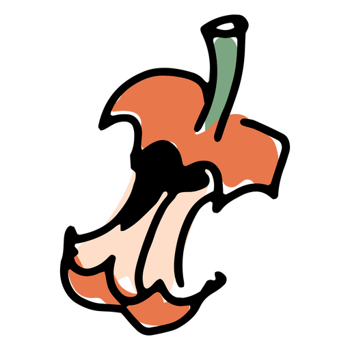 Icono de basura de manzana medio comida Diseño PNG