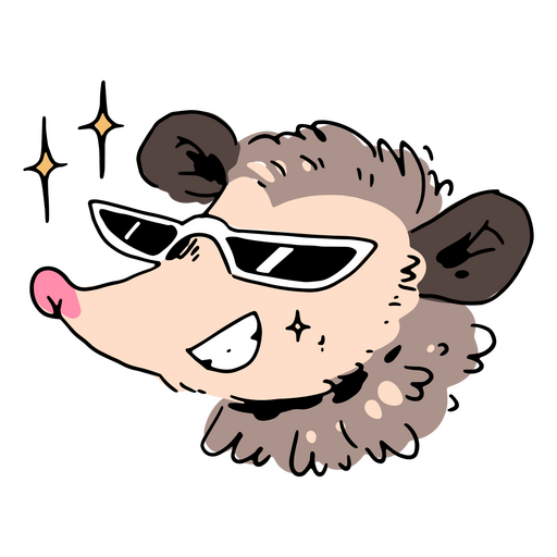 Cartoon possum wearing sunglasses PNG Design