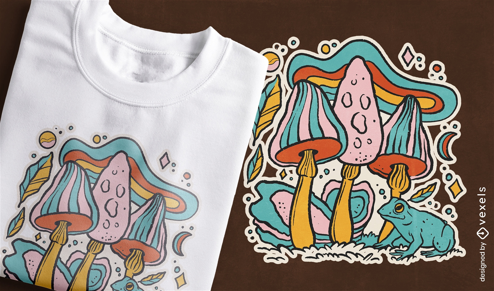 Design de camiseta de cogumelos retrô