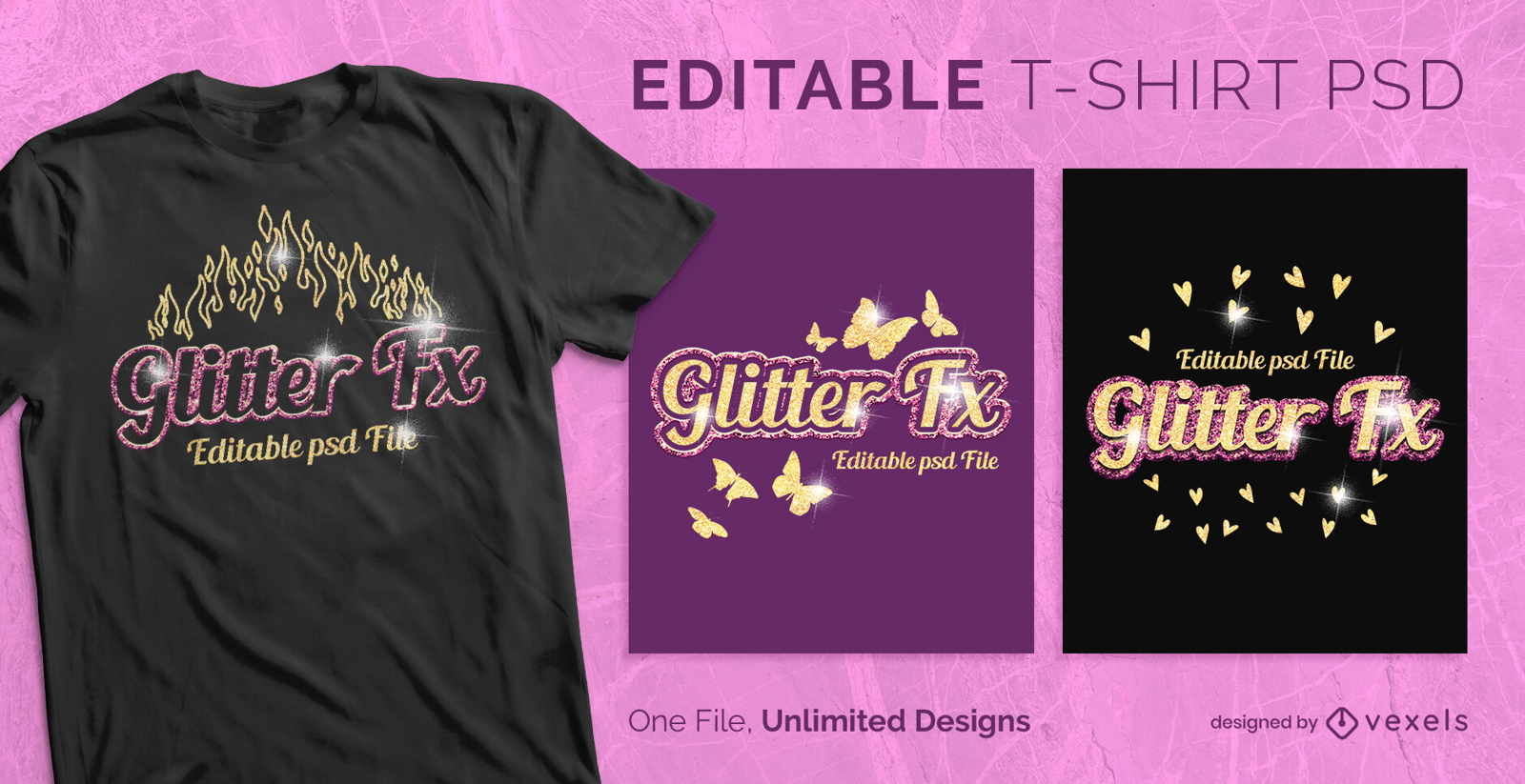 Cute glitter text scalable t-shirt psd