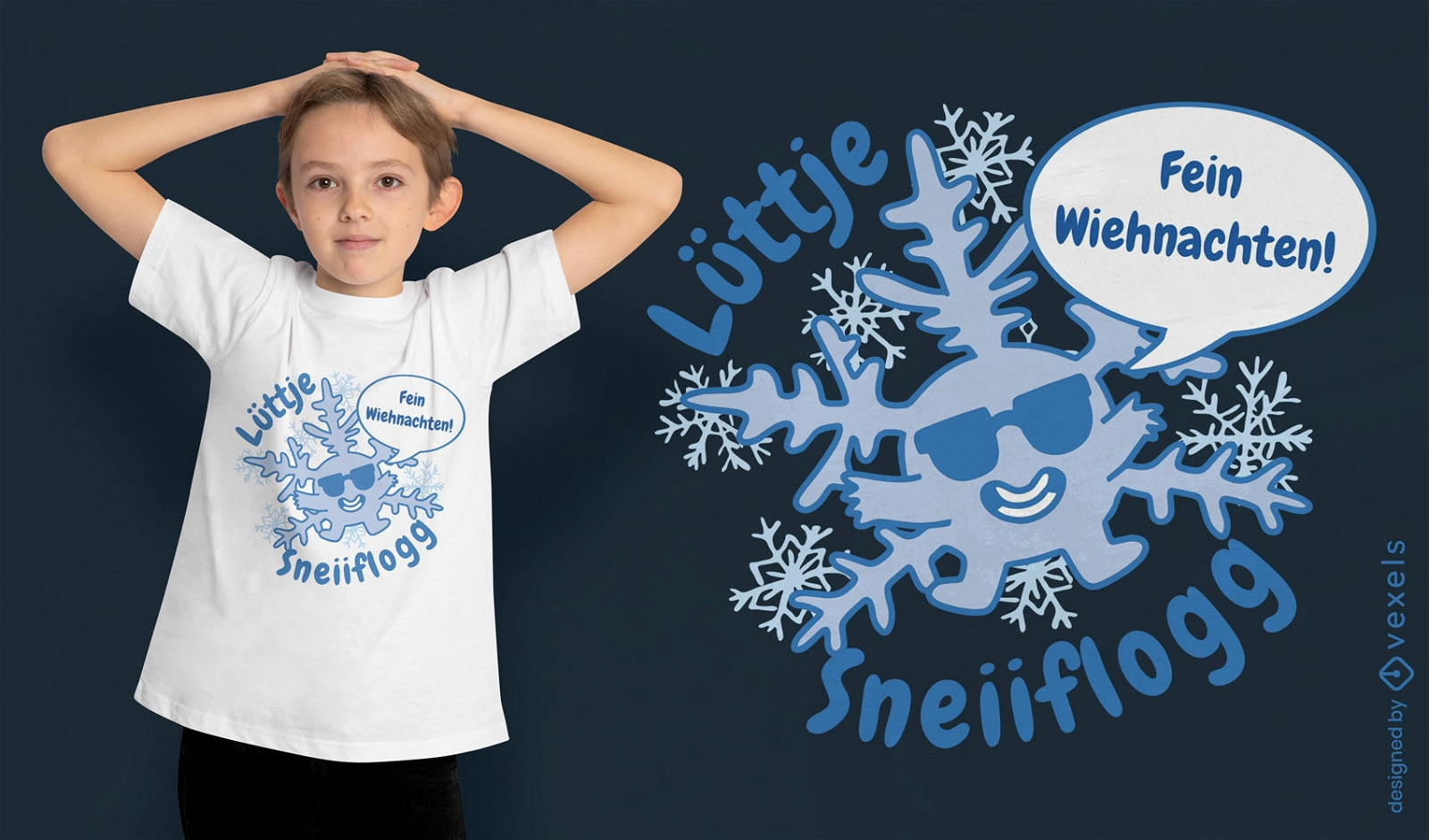 Diseño de camiseta de personaje de copo de nieve.