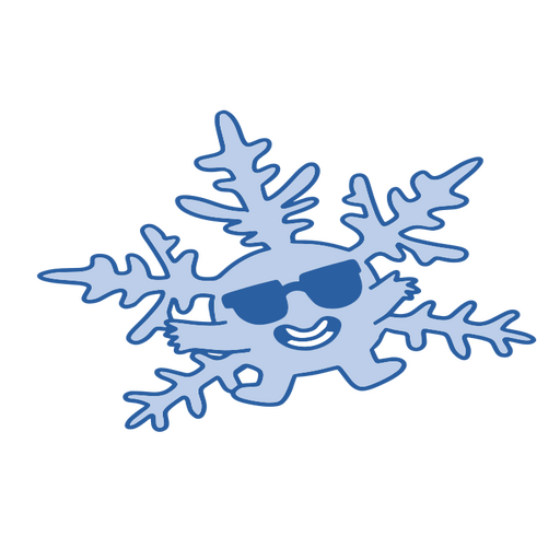 Blue snowflake with sunglasses PNG Design