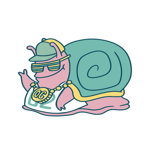 Cartoon snail wearing sunglasses and a hat PNG Design