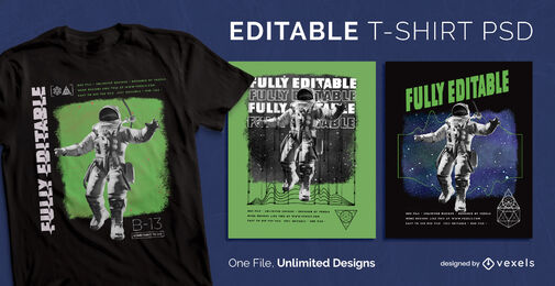 Space and astronauts scalable t-shirt psd