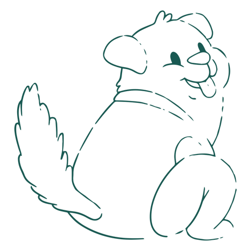 Schwarz-weiße Zeichnung eines sitzenden Hundes PNG-Design