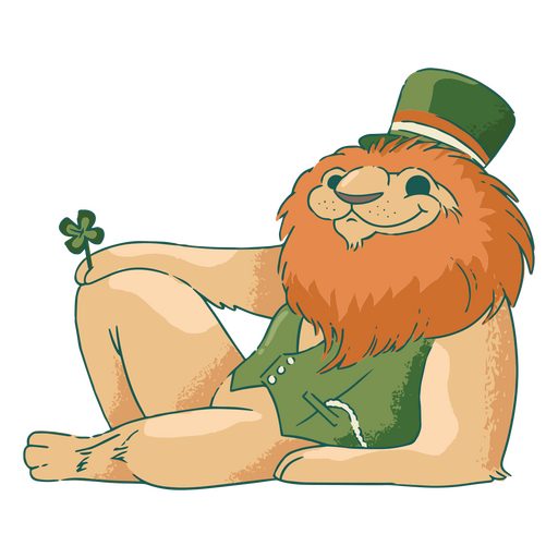 León del día de San Patricio. Diseño PNG