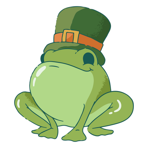 Green frog wearing a green hat PNG Design