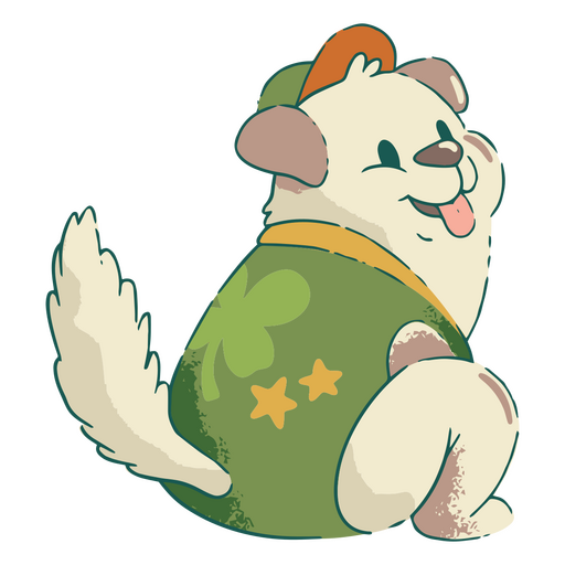 Dog wearing a green shamrock shirt PNG Design