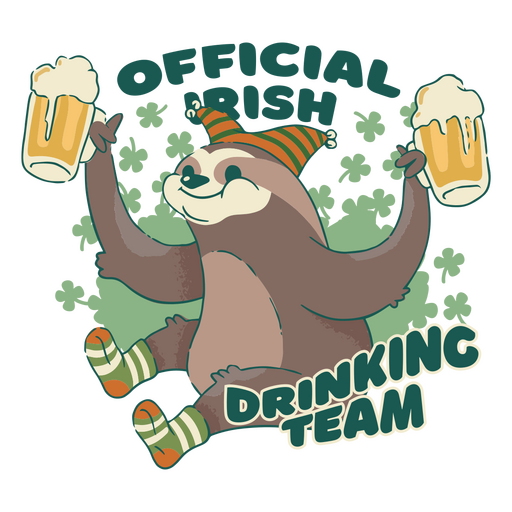 Preguiça oficial do time de bebida irlandesa Desenho PNG