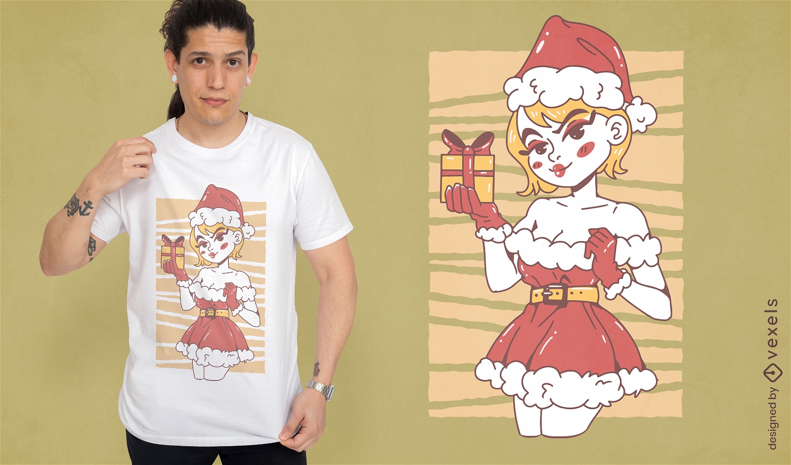 T-Shirt-Design des jungen Mädchens des Weihnachtsfeiertags