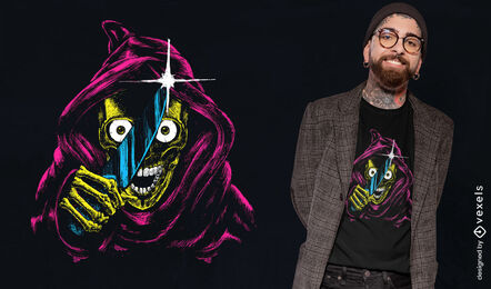 Esqueleto assustador com design de camiseta de faca