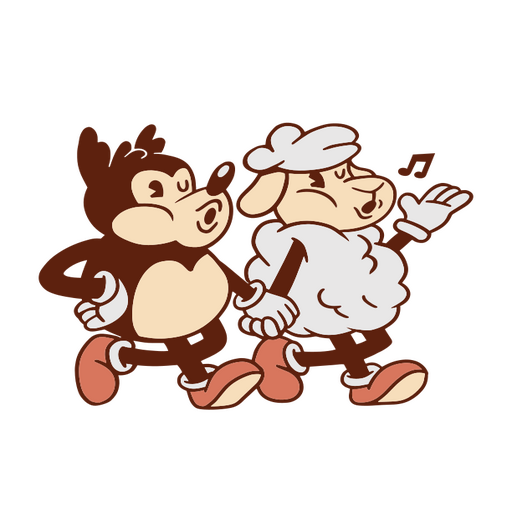 Two cartoon animals running with music notes PNG Design