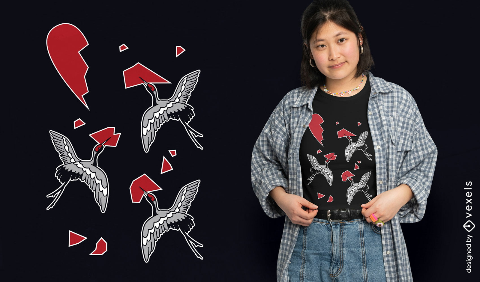 Gebrochenes Herz Vögel T-Shirt Design