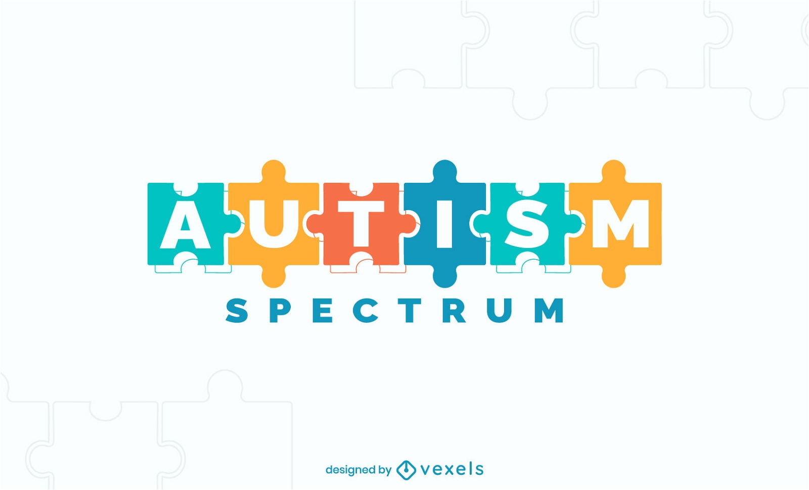 Autism spectrum puzzle logo design
