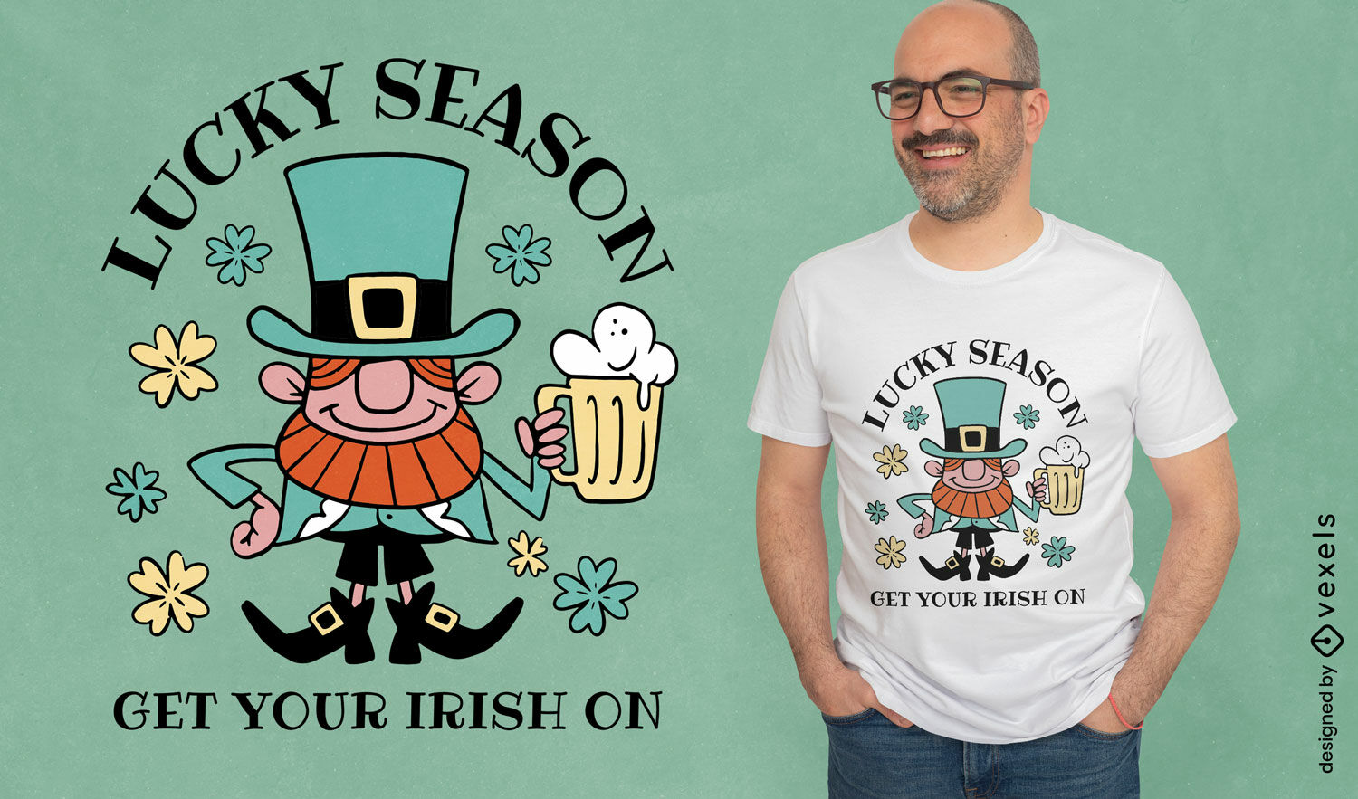 Leprechaun em design de camiseta de feriado de são patrício